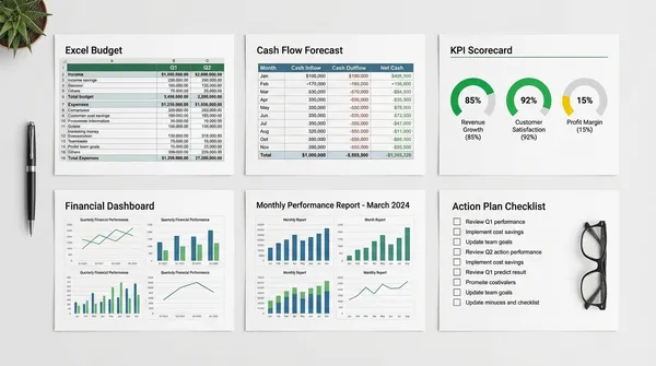 予算管理Excel、資金繰り表、KPIスコアカードなどの成果物一覧